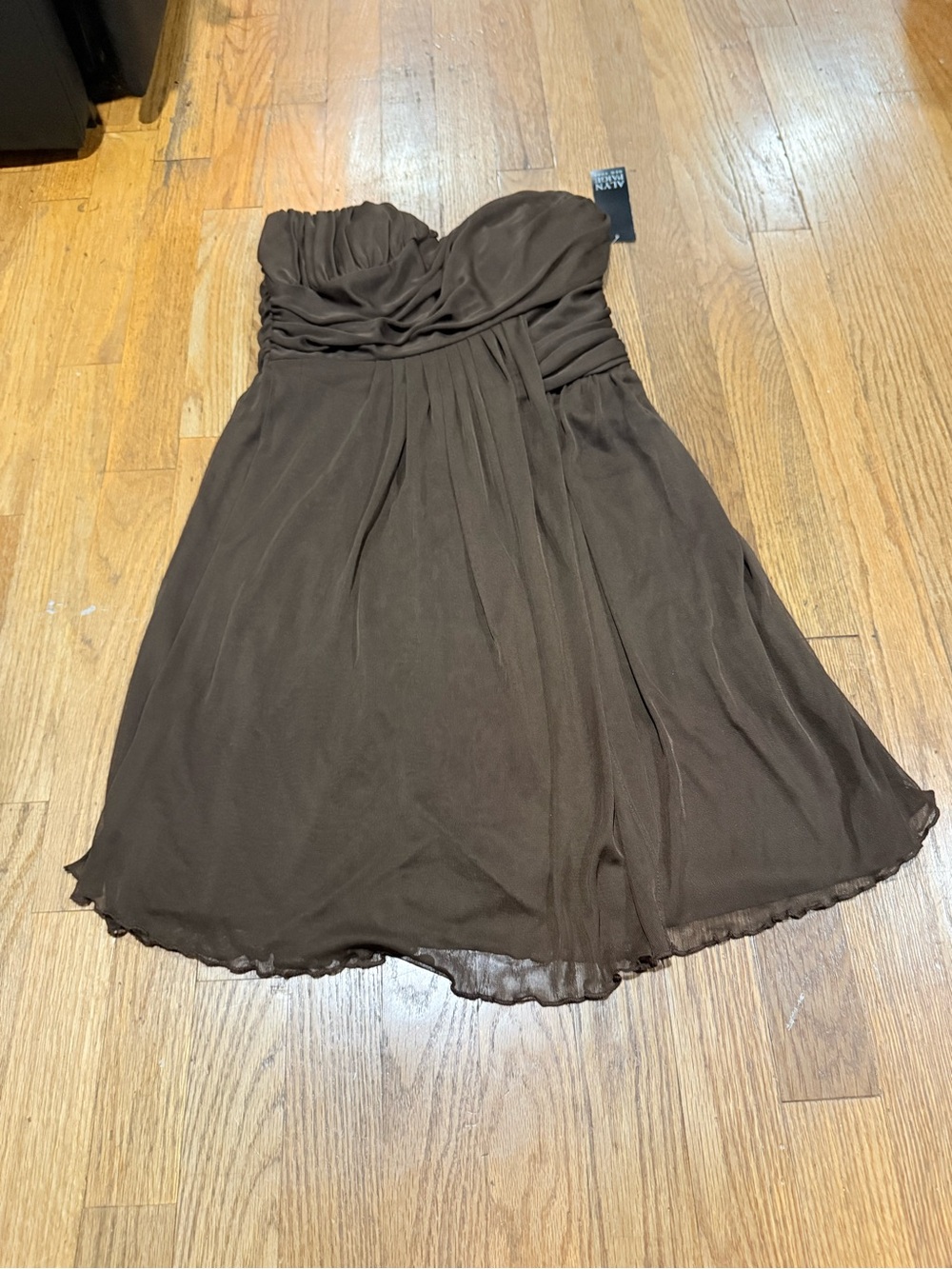 Alyn Paige Strapless Chocolate Brown Chiffon Dress 3/4